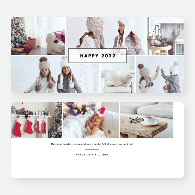Photo Border New Year Cards - White