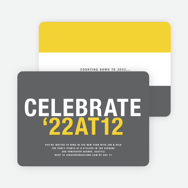 Stroke of Midnight New Year’s Invitations - Sun Gold