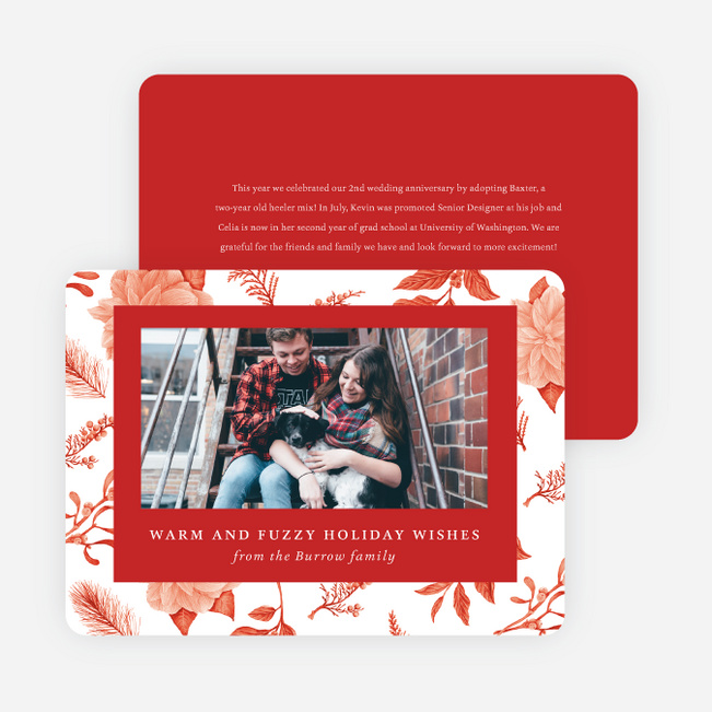 Detailed Flora Holiday Cards and Invitations - Red