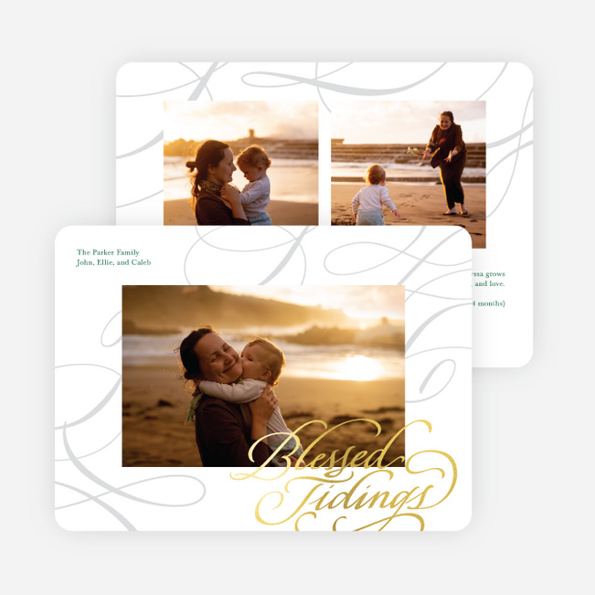 Foil Ornate Tidings Christmas Cards - Yellow