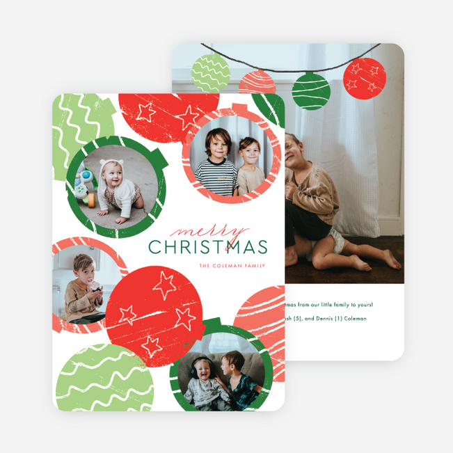 Stamped Ornaments Christmas Cards - Multi