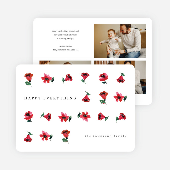 Flower Gathering Holiday Cards and Invitations - White