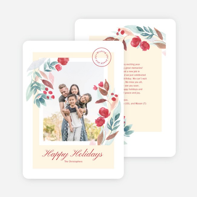 Watercolor Corners Holiday Cards and Invitations - Multi