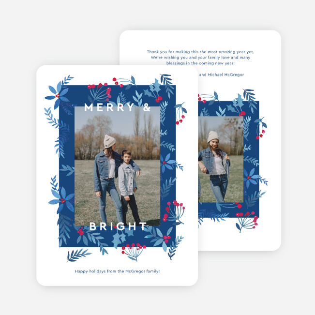 Whimsical Frame Holiday Cards and Invitations - Blue