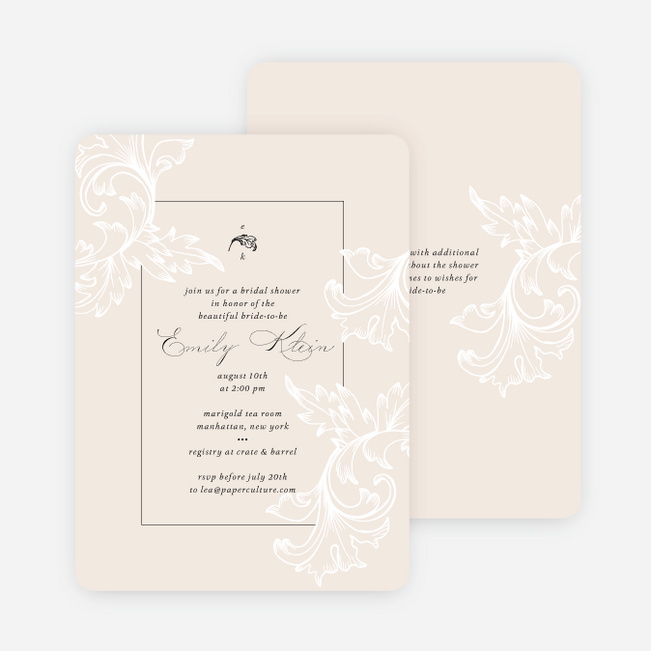 Antique Inspired Bridal Shower Invitations - Beige