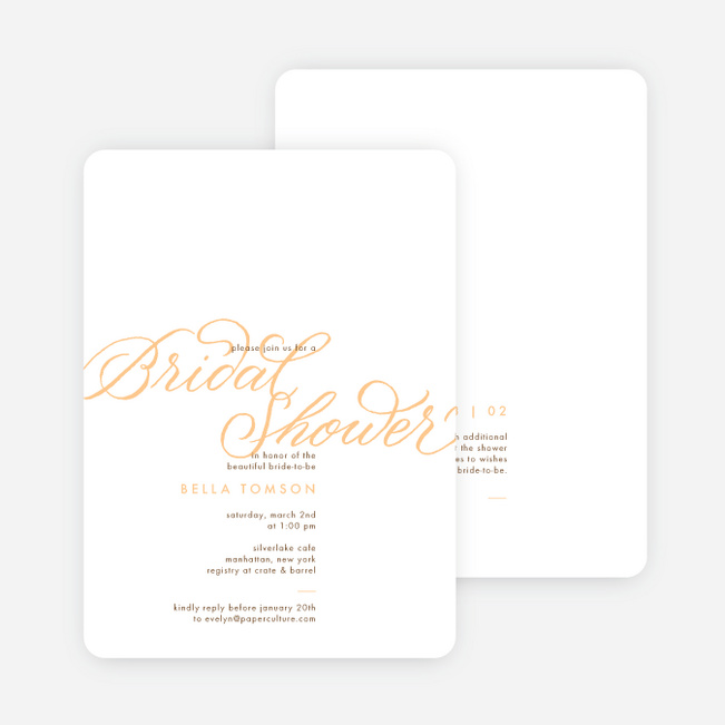 Big Script Bridal Shower Invitations - Yellow