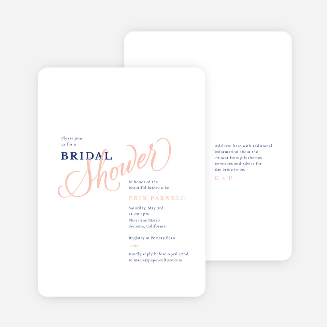 Classic Distinction Bridal Shower Invitations - Blue