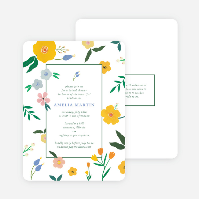 Floral Rainfall Bridal Shower Invitations - Multi