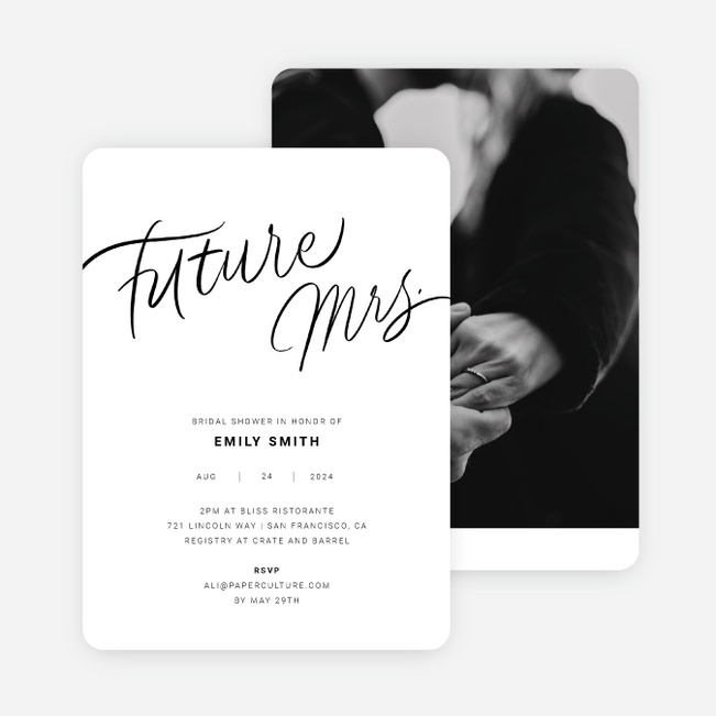 Future Mrs Bridal Shower Invitations - White