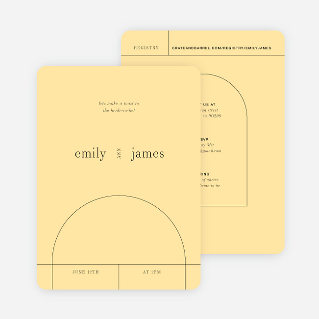 Minimal Arch Bridal Shower Invitations - Yellow