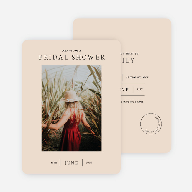 Modern Cover Bridal Shower Invitations - Beige