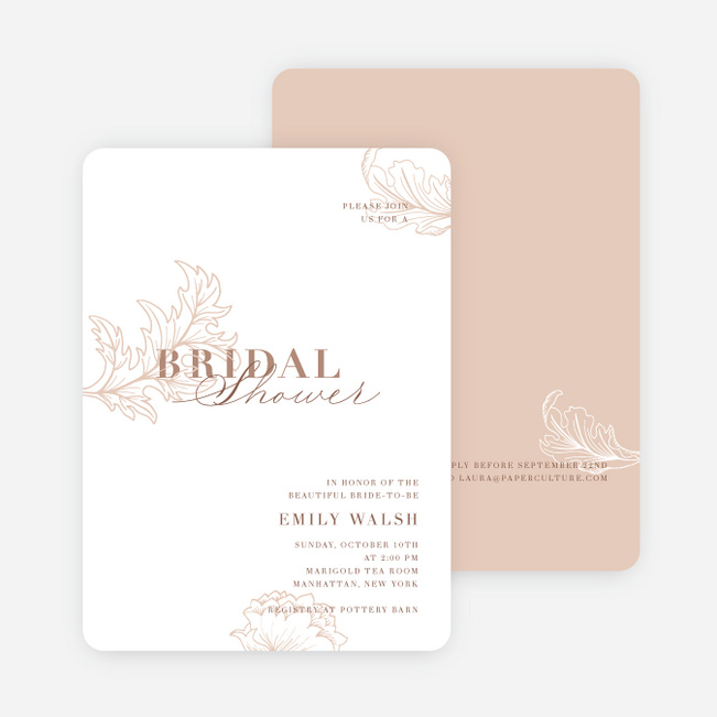 Nature Elegance Bridal Shower Invitations - Brown