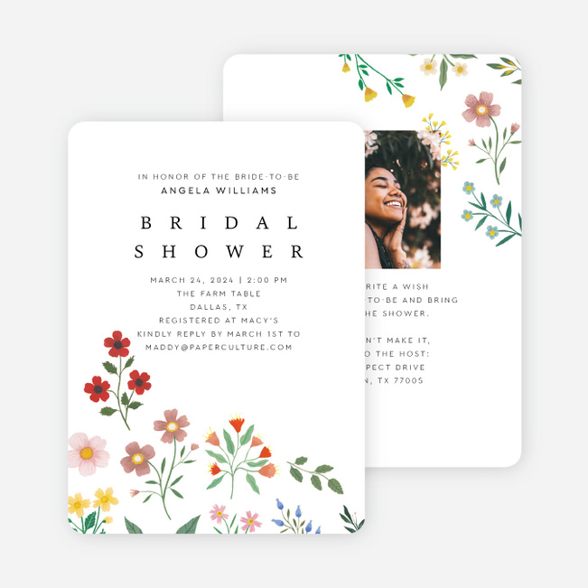 Pretty Little Flowers Bridal Shower Invitations - Multi