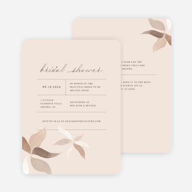 Scattered Petals Bridal Shower Invitations - Brown