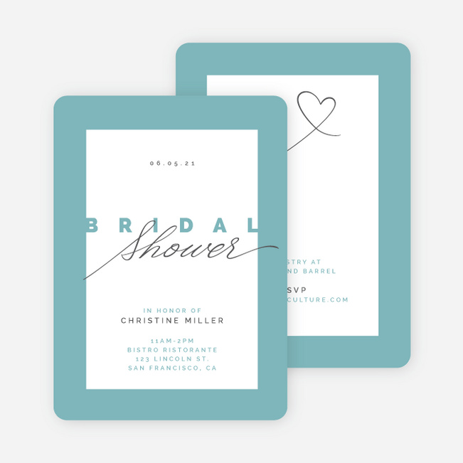 Sweet Script Bridal Shower Invitations - Blue