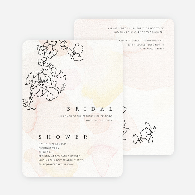 Watercolor and Ink Bridal Shower Invitations - Multi