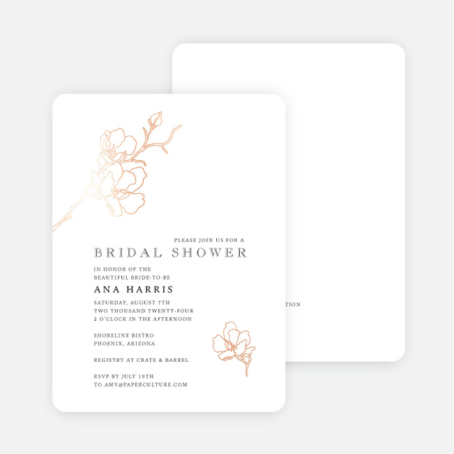 Foil Graceful Details Bridal Shower Invitations - Pink