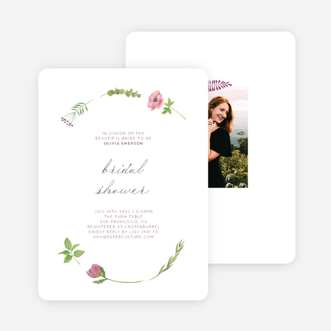 Dainty Wreath Bridal Shower Invitations - White