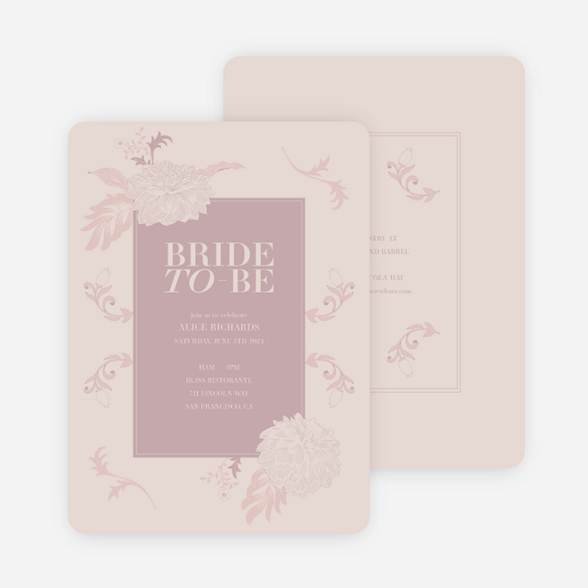 Romantic Motif Bridal Shower Invitations - Beige