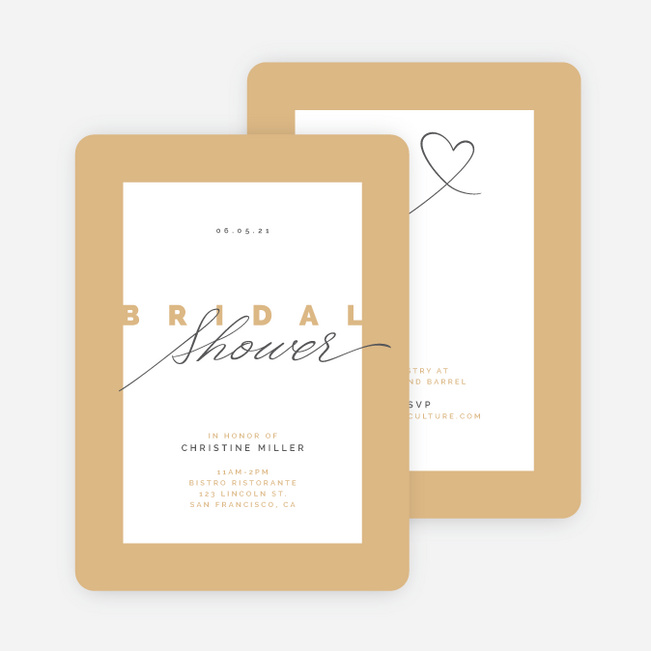Sweet Script Bridal Shower Invitations - Yellow