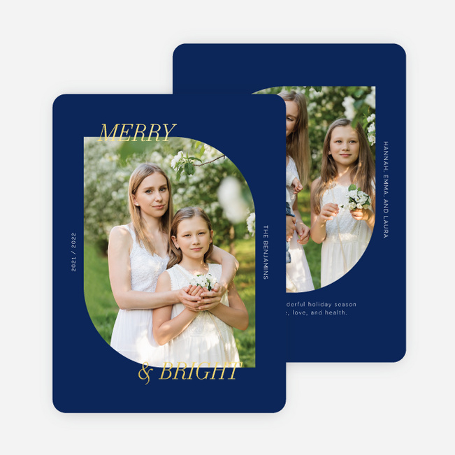 Foil Corner Arch Multi Photo Holiday Cards - Yellow