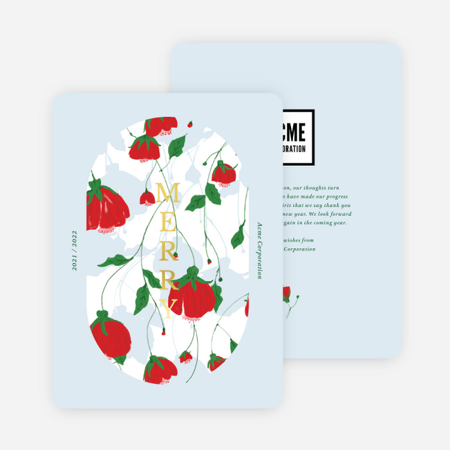 Foil Merry Feeling Business and Corporate Holiday Cards - Yellow