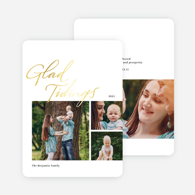 Foil Script Tidings Christmas Cards - Yellow