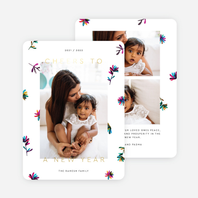 Foil Colorful Future New Year Cards and Invitations - Yellow