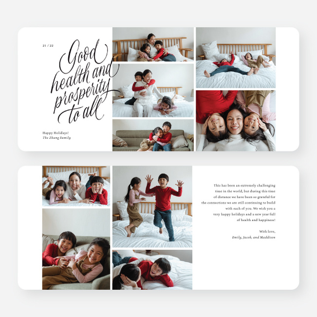 Prosperity To All Multi Photo Holiday Cards - White