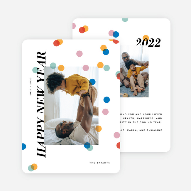 Showering Confetti New Year Cards and Invitations - Multi