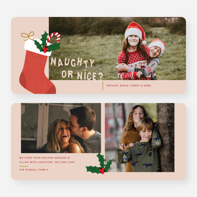 Naughty Nice Stocking Christmas Cards - Multi