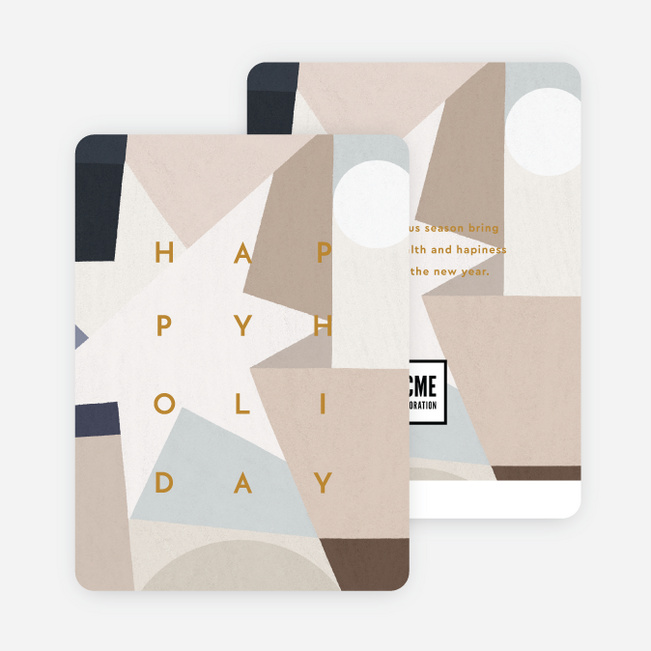 Abstract Stars Corporate Holiday Cards & Corporate Christmas Cards - Beige