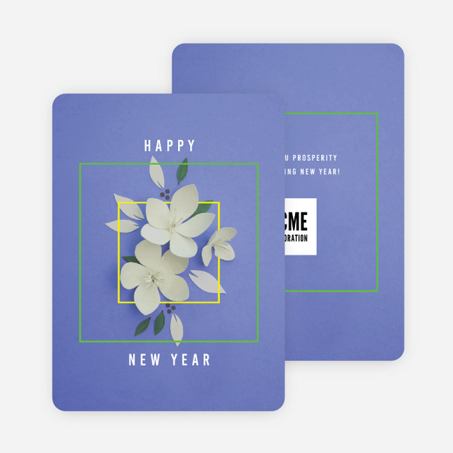 Artistic Paper Petals Corporate Holiday Cards & Corporate Christmas Cards - Blue