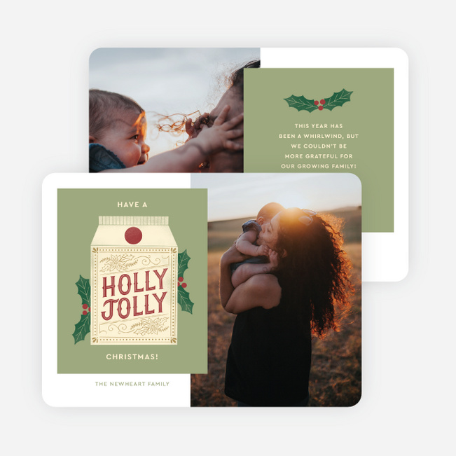 Holly Jolly Carton Christmas Cards - Green