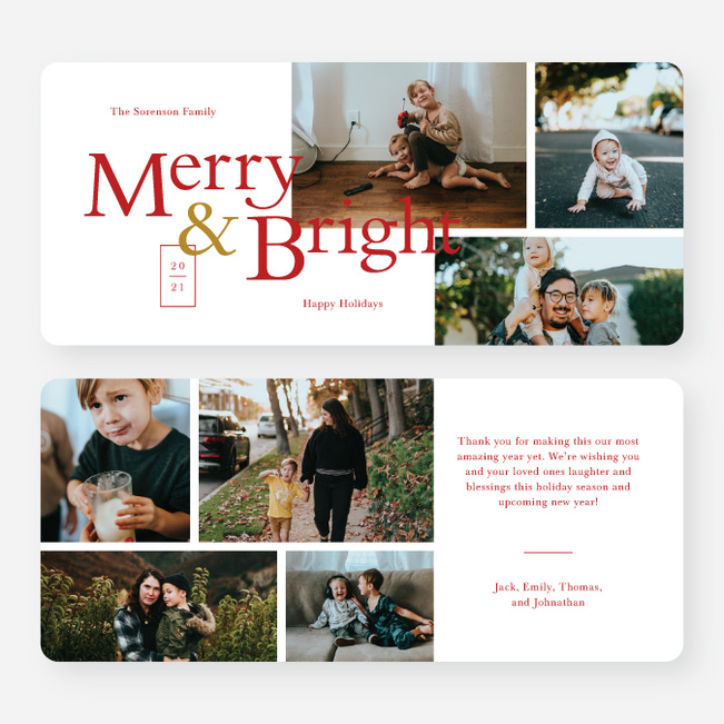 Overlapping Brightness Christmas Cards - Red