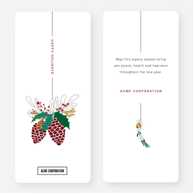 Pinecone Cluster Corporate Holiday Cards & Corporate Christmas Cards - White