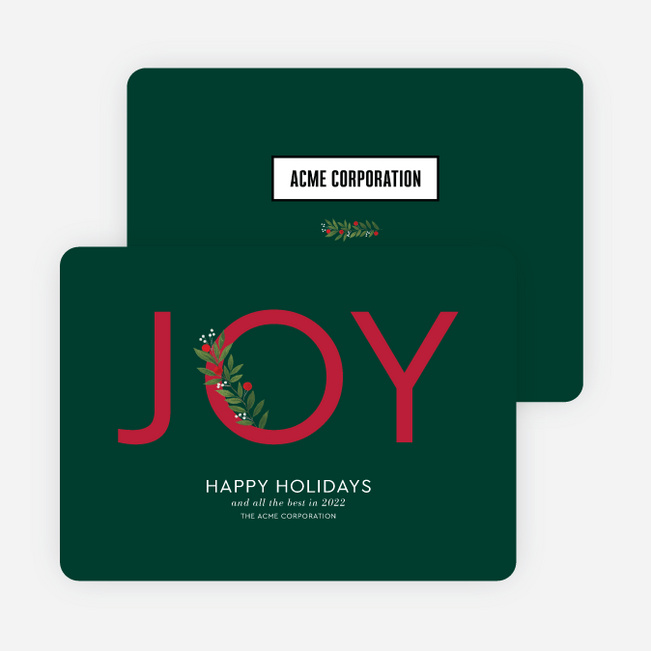 Simply Joy Corporate Holiday Cards & Corporate Christmas Cards - Green