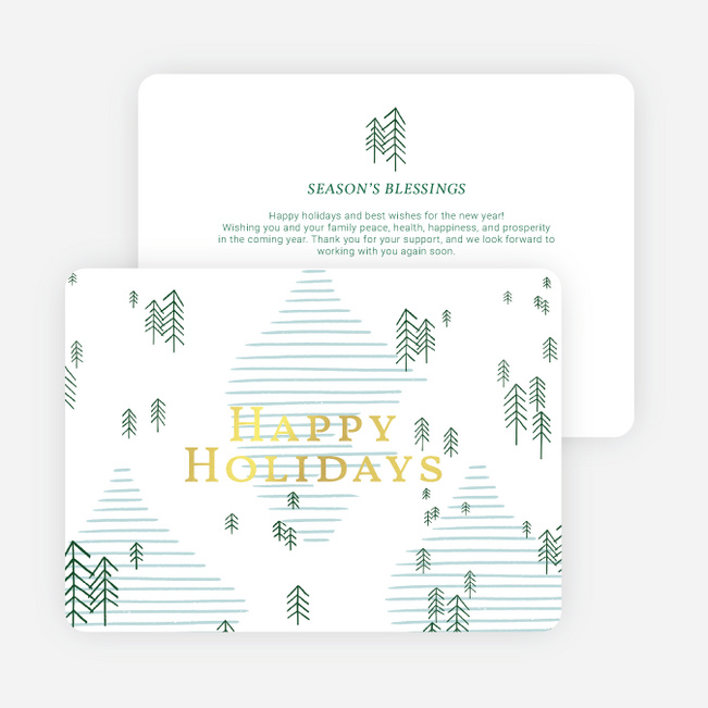 Foil Minimal Lines Corporate Holiday Cards & Corporate Christmas Cards - Yellow