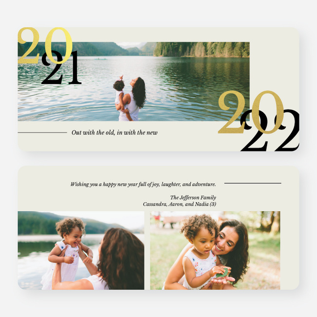 Foil New Outlook New Year Cards and Invitations - Yellow
