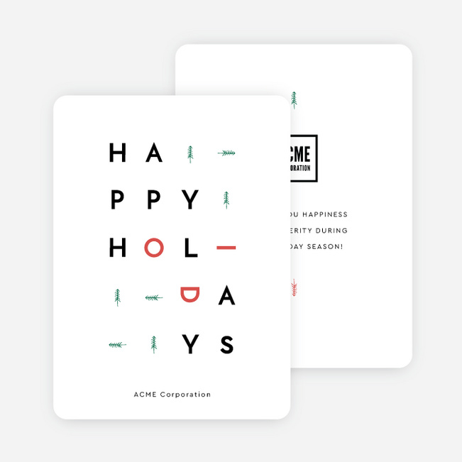 Sideways Greeting Corporate Holiday Cards & Corporate Christmas Cards - White
