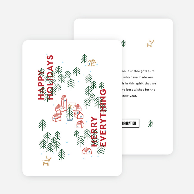 Snow Town Corporate Holiday Cards & Corporate Christmas Cards - White