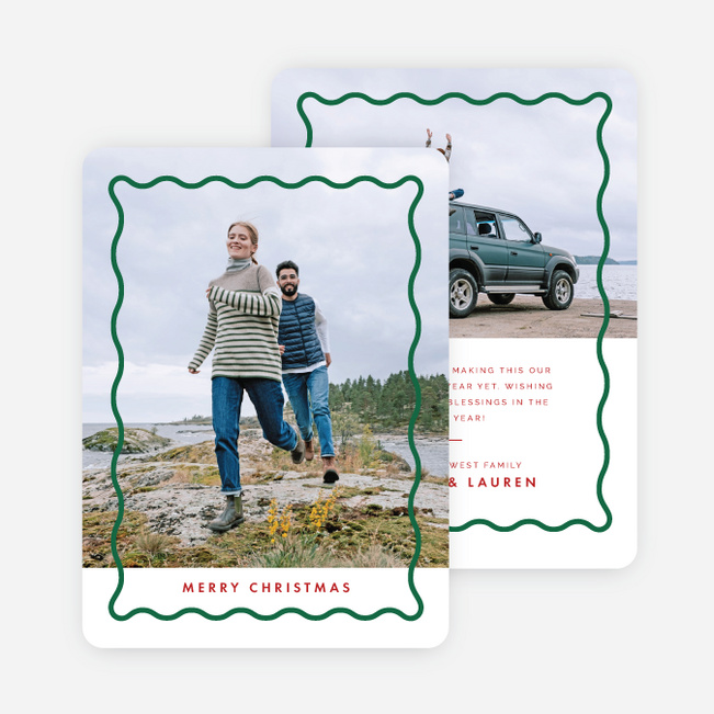Wiggly Border Christmas Cards - Green