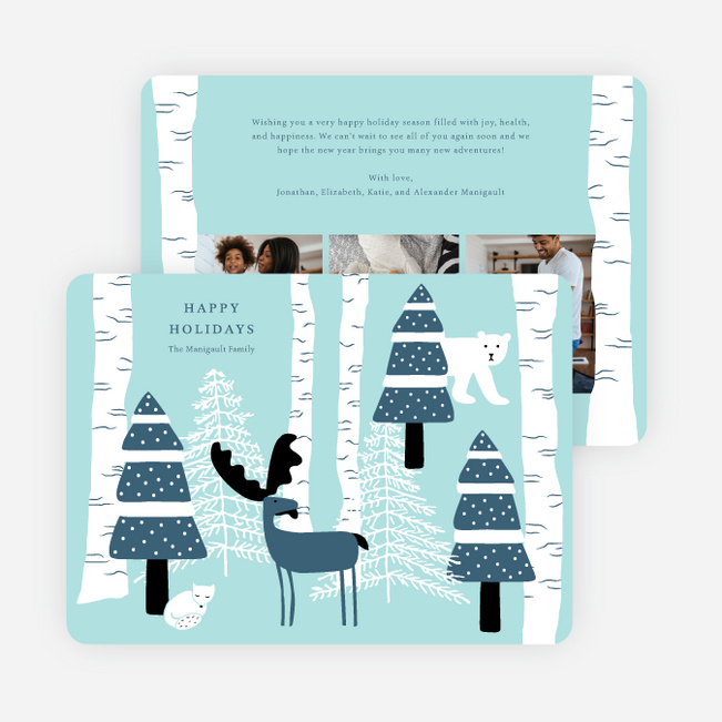Winter Friends Multi Photo Holiday Cards - Blue