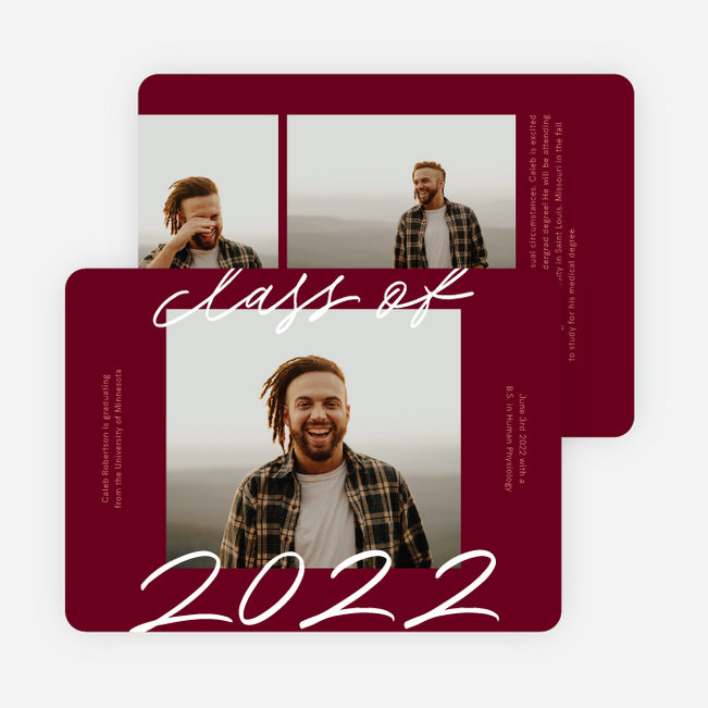 Casual Script Graduation Announcements & Graduation Invitations - Red