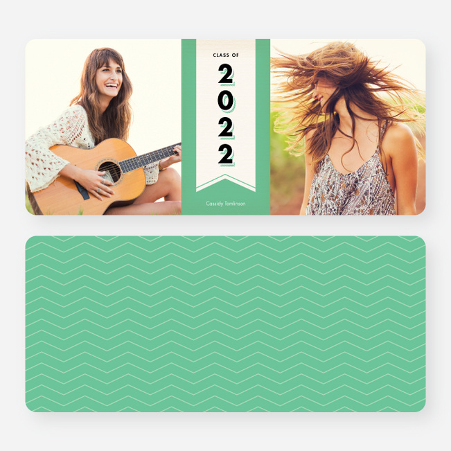 Chevron Graduation Announcements - Green