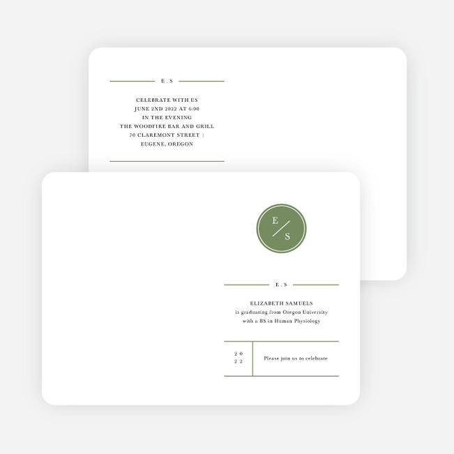 Floral Monogram Graduation Announcements & Graduation Invitations - Green
