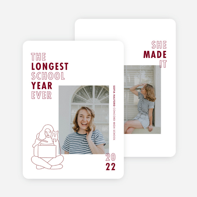 Meow We’re Done Graduation Announcements & Graduation Invitations - White