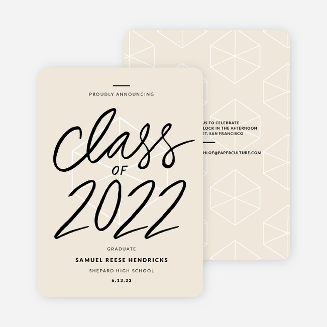 Proudly Announcing Graduation Cards - Beige