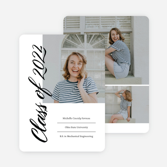 Simple Style Graduation Announcements & Graduation Invitations - White