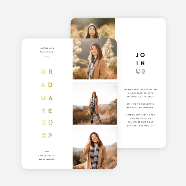 Foil Triumph Graduation Announcements & Graduation Invitations - Yellow